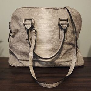 Christian Siriano Faux Reptile Skin Purse - Light Gray Satchel / Shoulder Bag